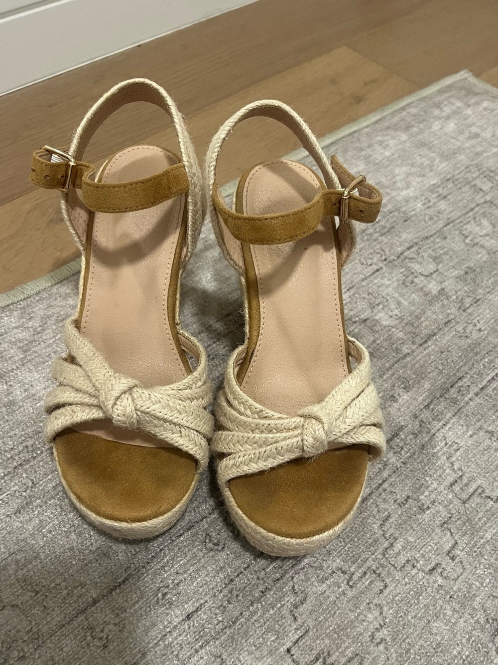 Espadrille Wedge Sandals for women straps open toe platform size 6 high heels - Picture 7 of 10